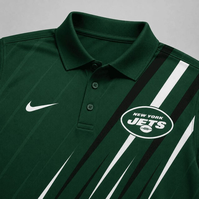 NYJ Premium NFL Premium Athletic Stripe Polo Shirt