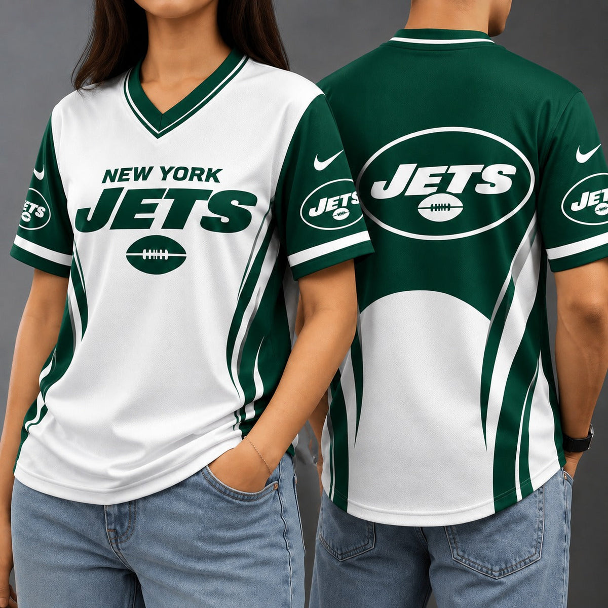 NYJ Premium NFL Team Spirit V-Neck Jersey