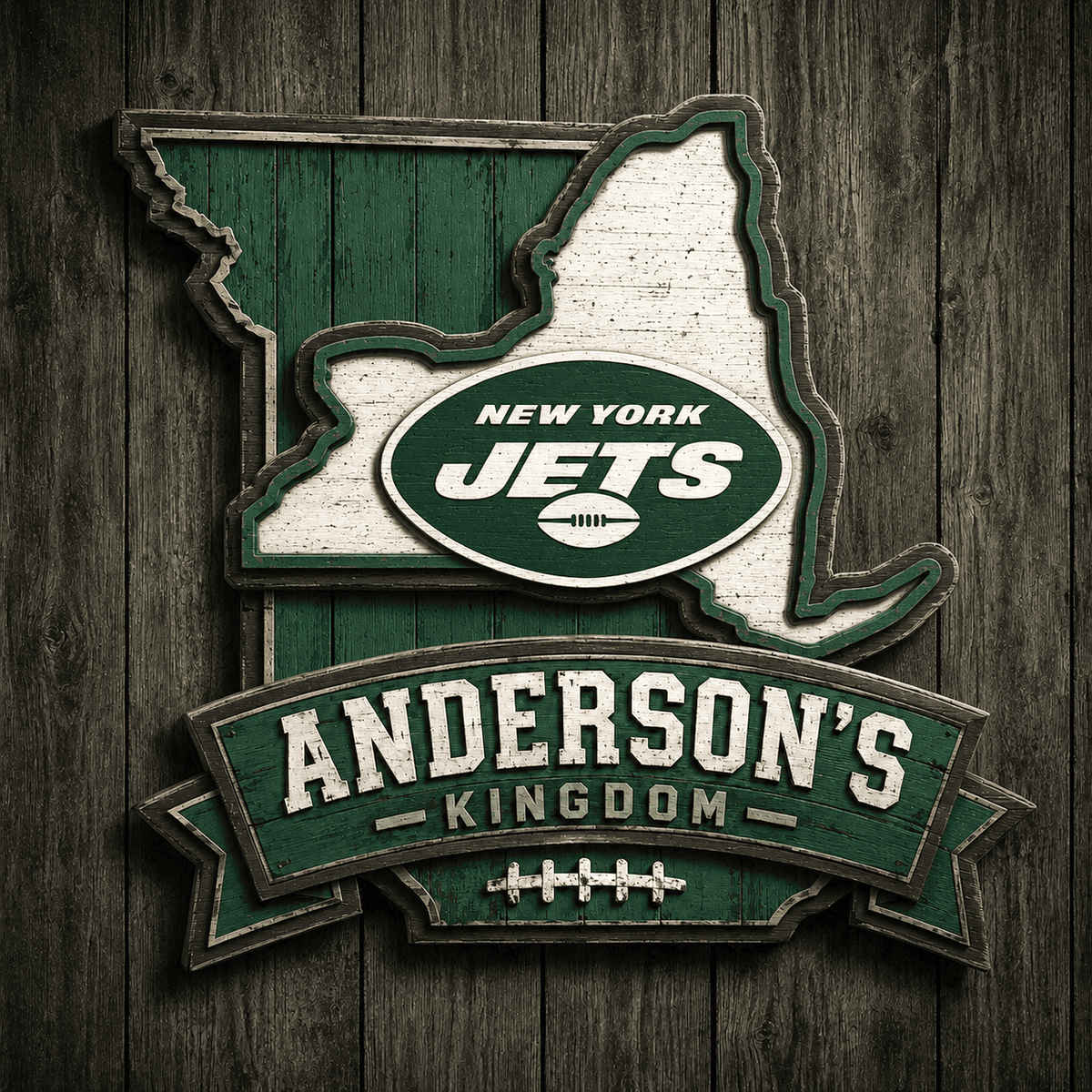 NYJ x NFL Personalized Vintage Wooden Sign