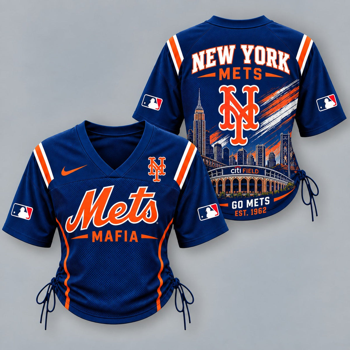NYM Premium MLB Game Day Women Lace-Up Jersey Shirt