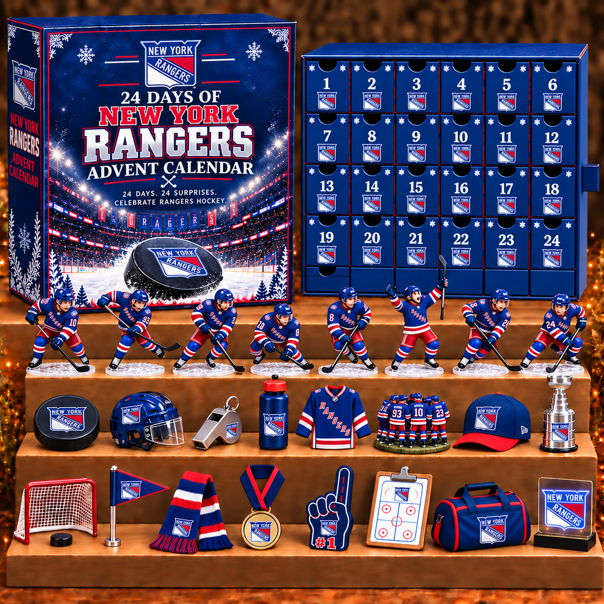 NYR x NHL Personalized 24 Days Of Hockey Ice Advent Calendar Blink Box