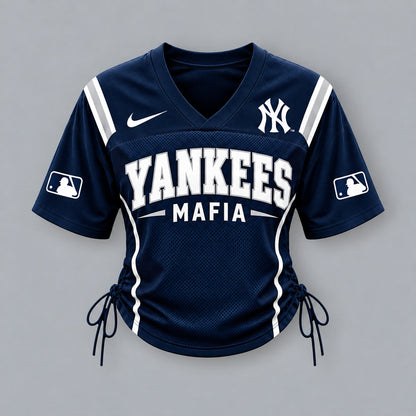 NYY Premium MLB Game Day Women Lace-Up Jersey Shirt