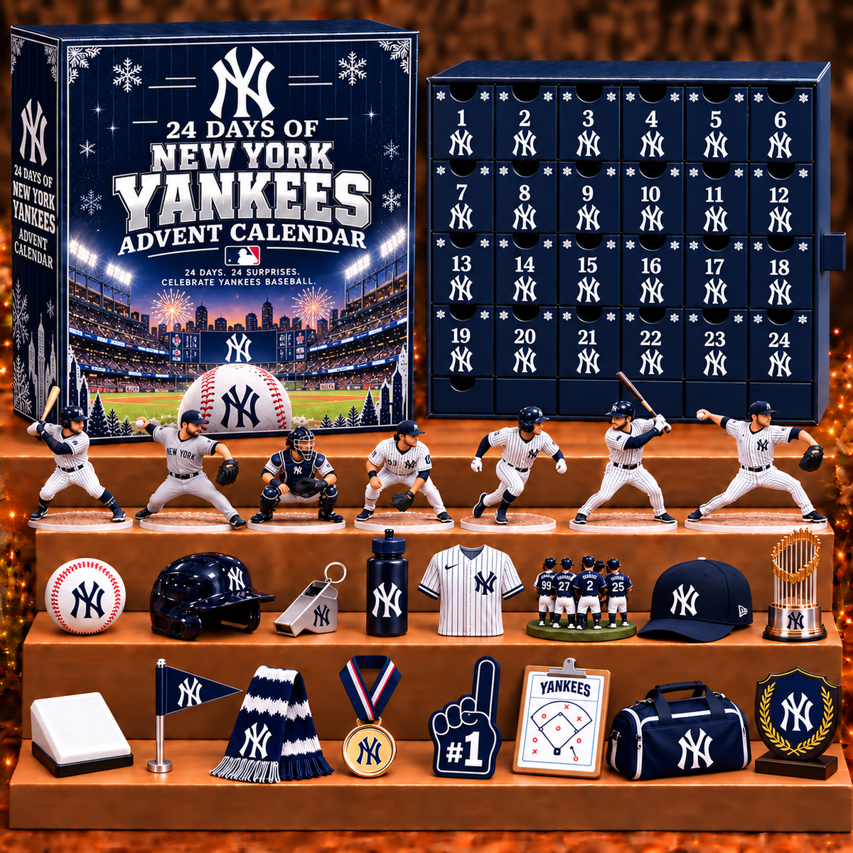 NYY x MLB Personalized 24 Days Of Baseball Advent Calendar Blink Box