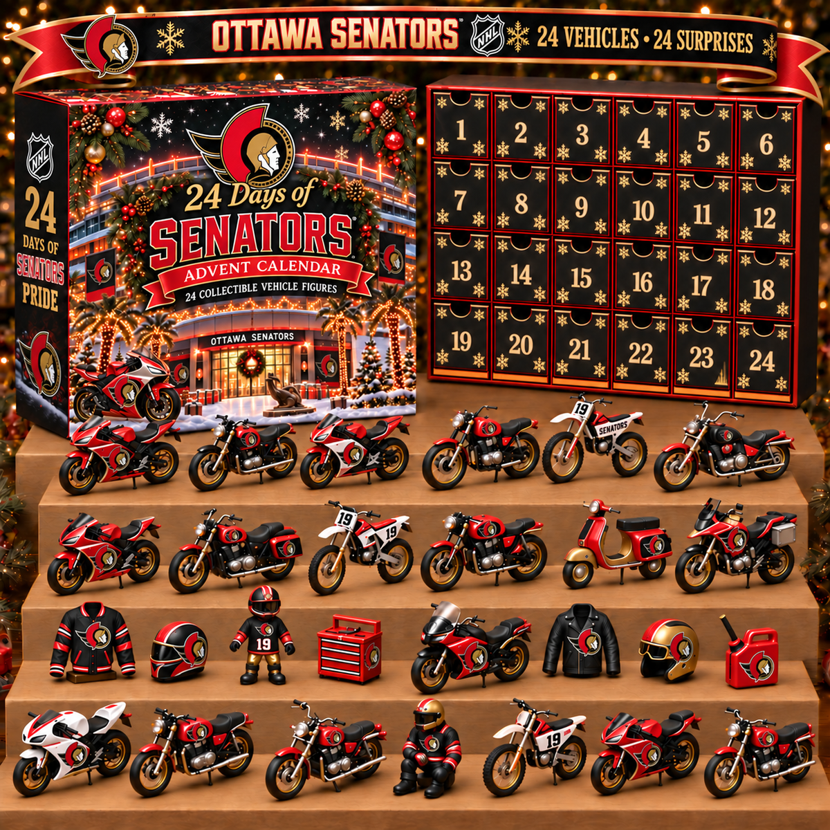 OS x NHL Personalized 24 Days Of Motorcycles Advent Calendar Blink Box