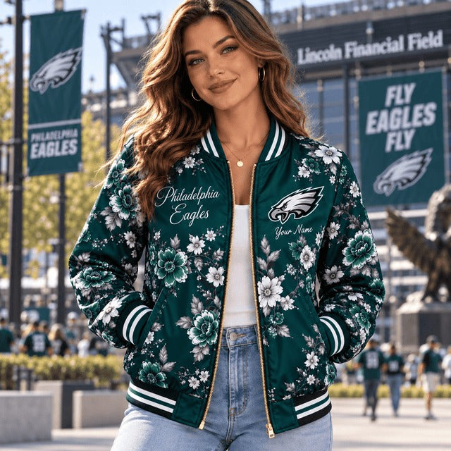 PE NFL Baseball Jacket Custom Name For Fan