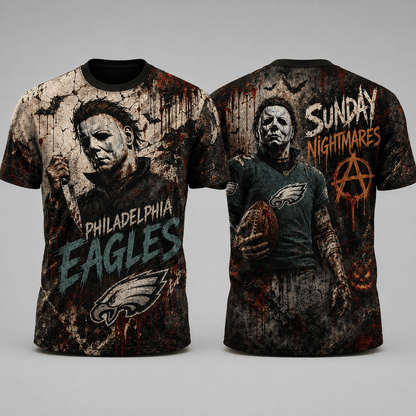 PE Premium NFL Michael Myers Sunday Nightmares 3D T-Shirt For Horror Football Fans