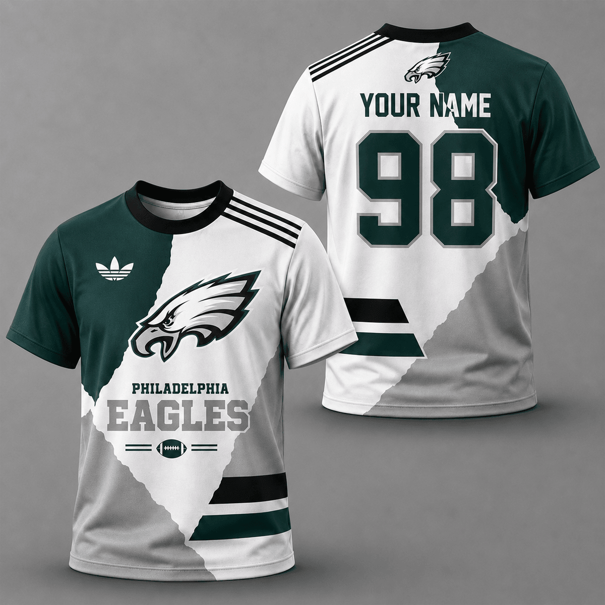 PE Premium Personalized Football Split Design Custom Name Number All Over Print T-Shirt