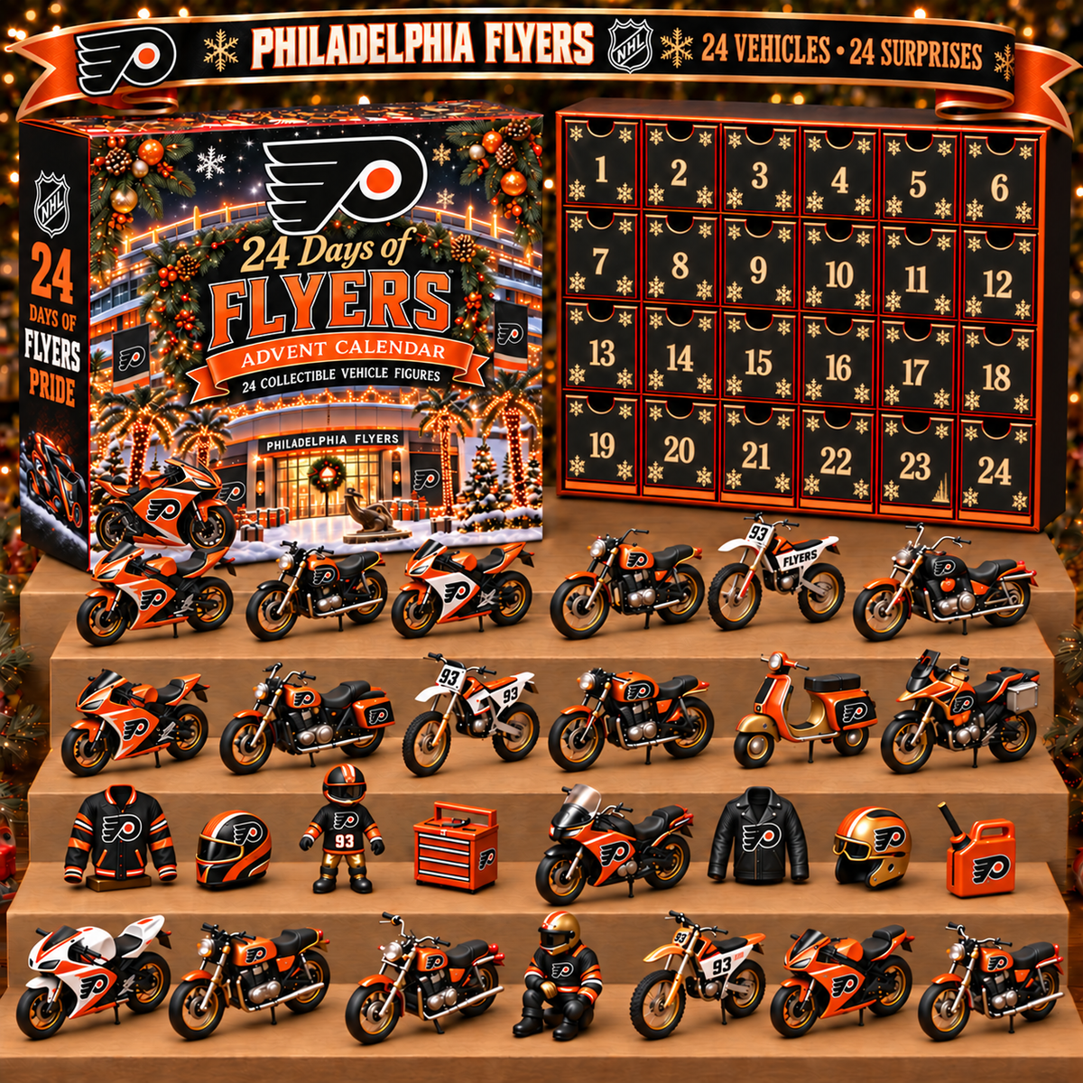 PF x NHL Personalized 24 Days Of Motorcycles Advent Calendar Blink Box