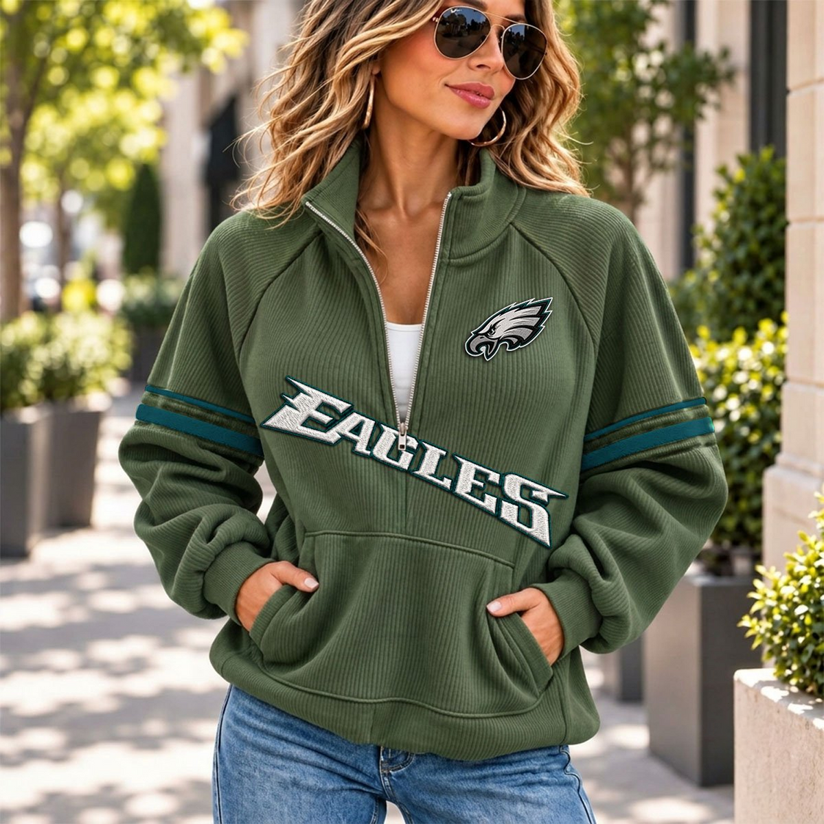 PHI x NFL Corduroy half-zip sweatshirt