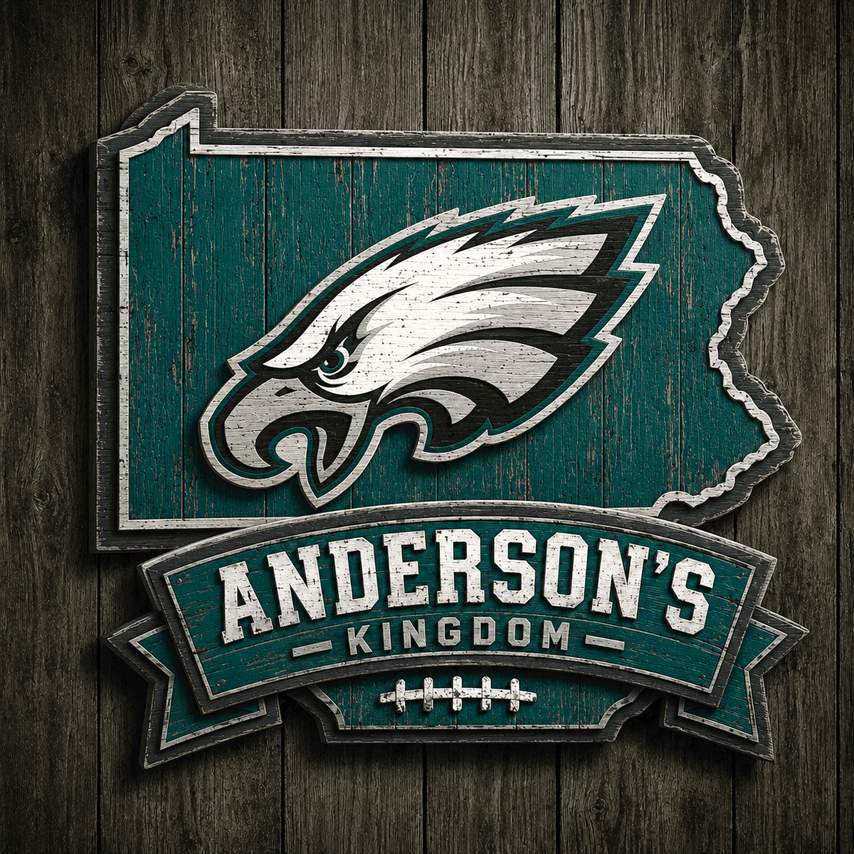 PHI x NFL Personalized Vintage Wooden Sign