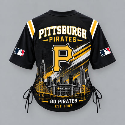 PIT Premium MLB Game Day Women Lace-Up Jersey Shirt