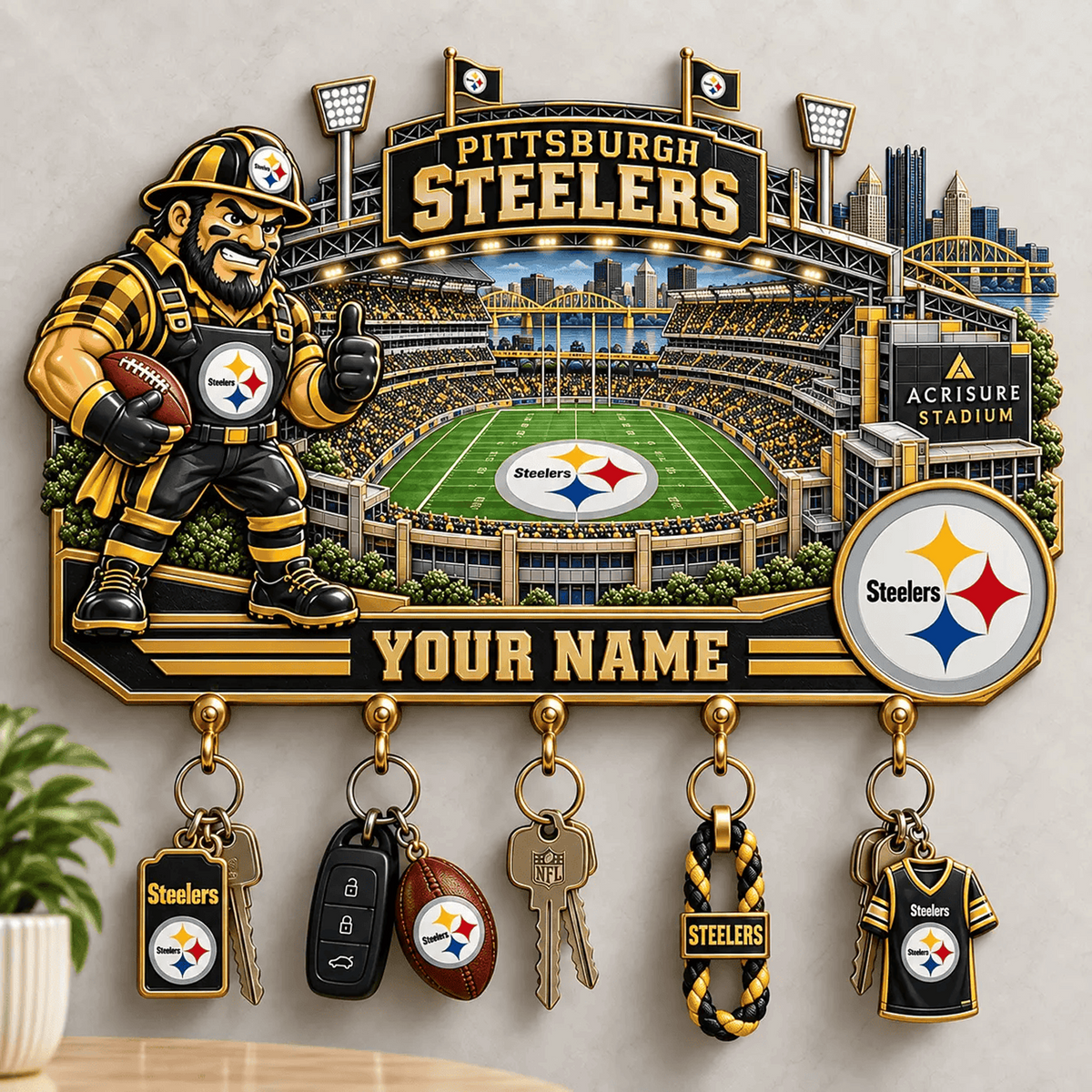 PIT x NFL New Style Wall Key Holder All Size Custom Name Gifts