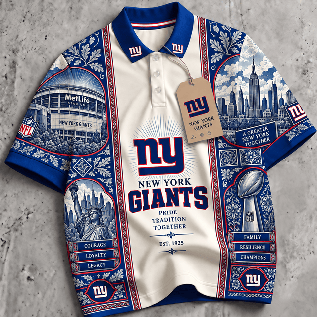 PREMIUM NFL X NYG EXCLUSIVE RETRO VINTAGE POLO SHIRT LIMITED EDITION