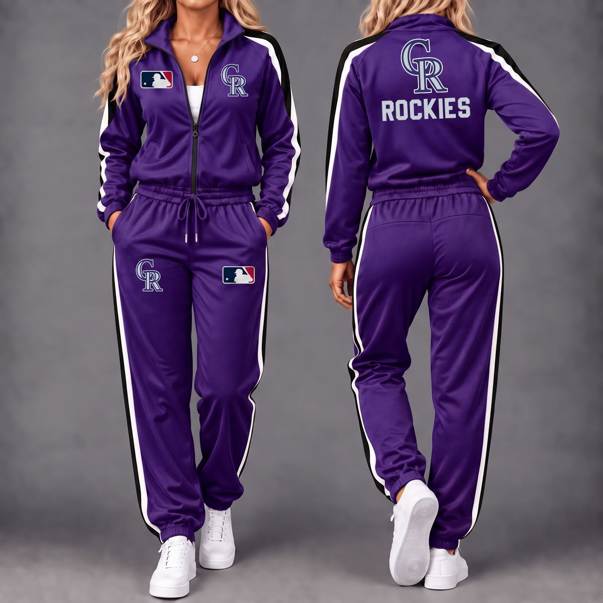 Premium MLB x COL Game Day Waterproof Windbreaker Zip-Up Tracksuit Set