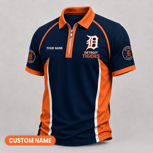 Premium MLB x DET Performance Zipper Polo Shirt
