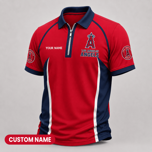 Premium MLB x LAA Performance Zipper Polo Shirt