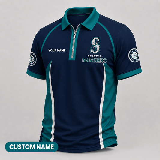 Premium MLB x SEA Performance Zipper Polo Shirt