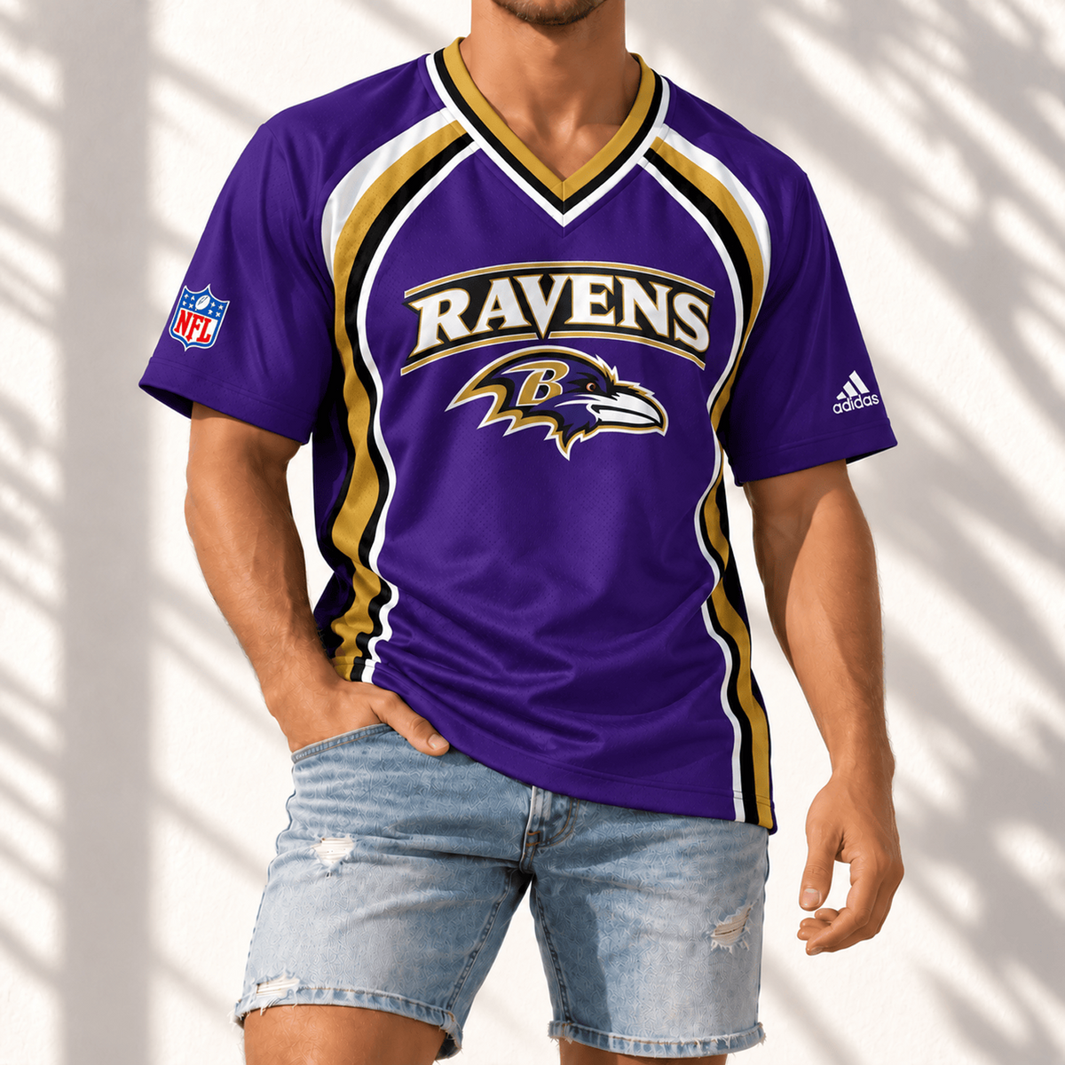Premium NFL x BAL Gridiron Contour Fan Merch V-Neck