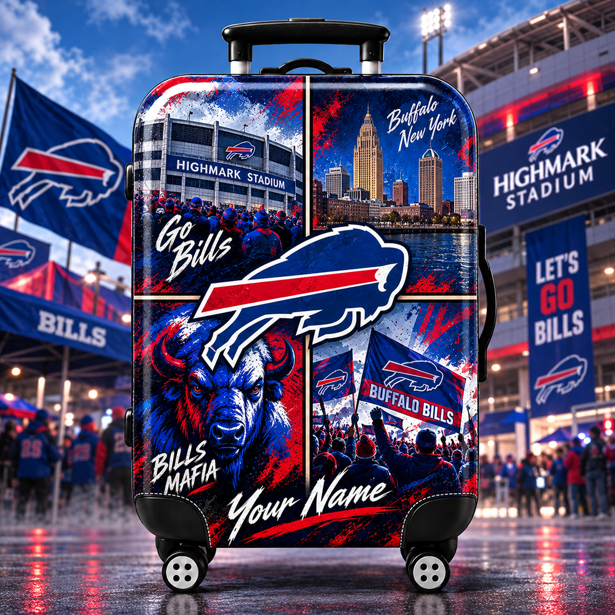 Premium NFL x BUF Personalized Team Pride Stadium Travel Suitcase