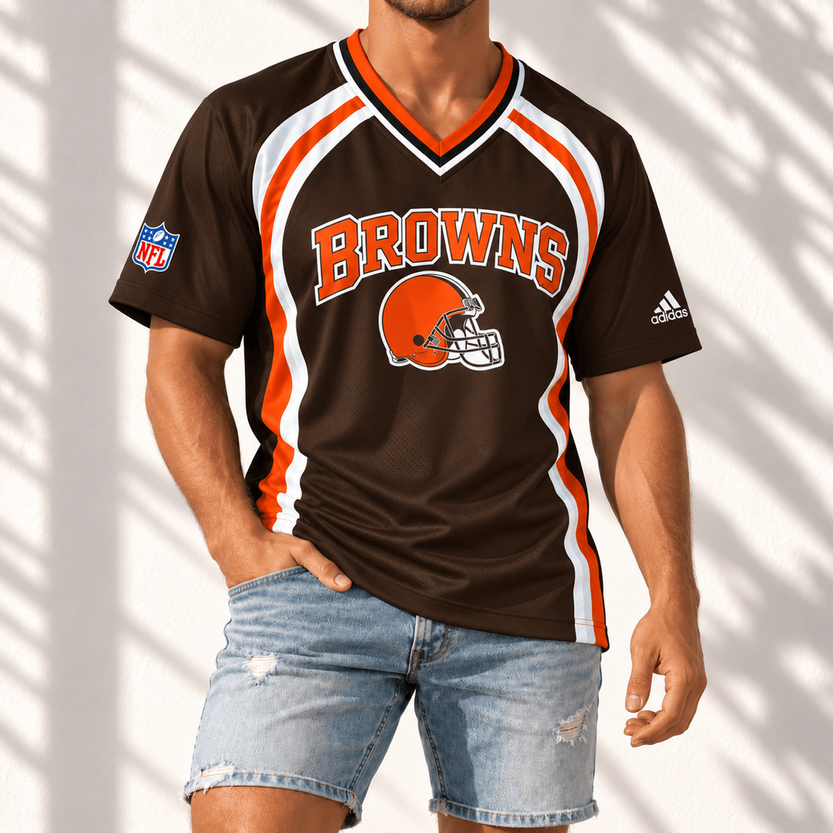 Premium NFL x CLE Gridiron Contour Fan Merch V-Neck