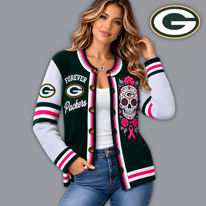 Premium NFL x GB Floral Skull Knit Cardigan