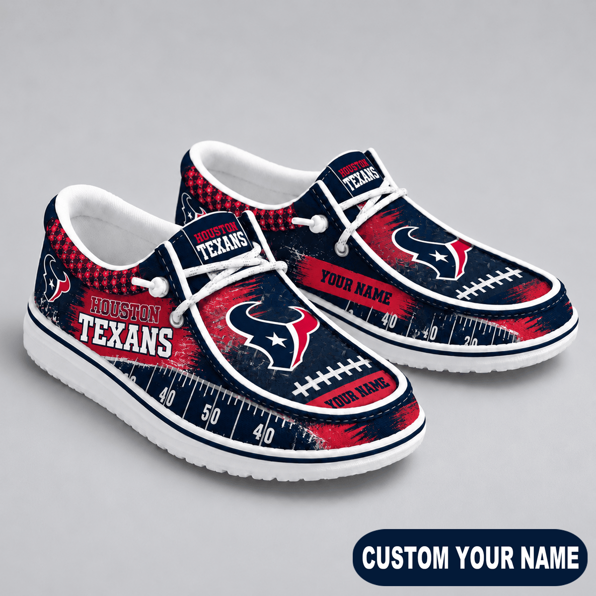 Premium NFL x HOU Game Day Yard Line Loafer Shoes