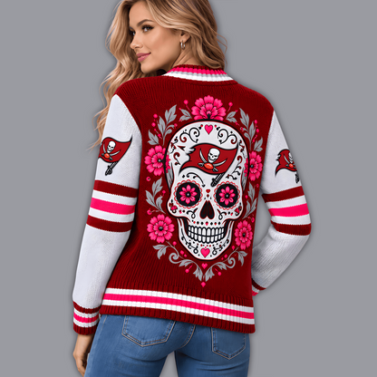 Premium NFL x TB Floral Skull Knit Cardigan