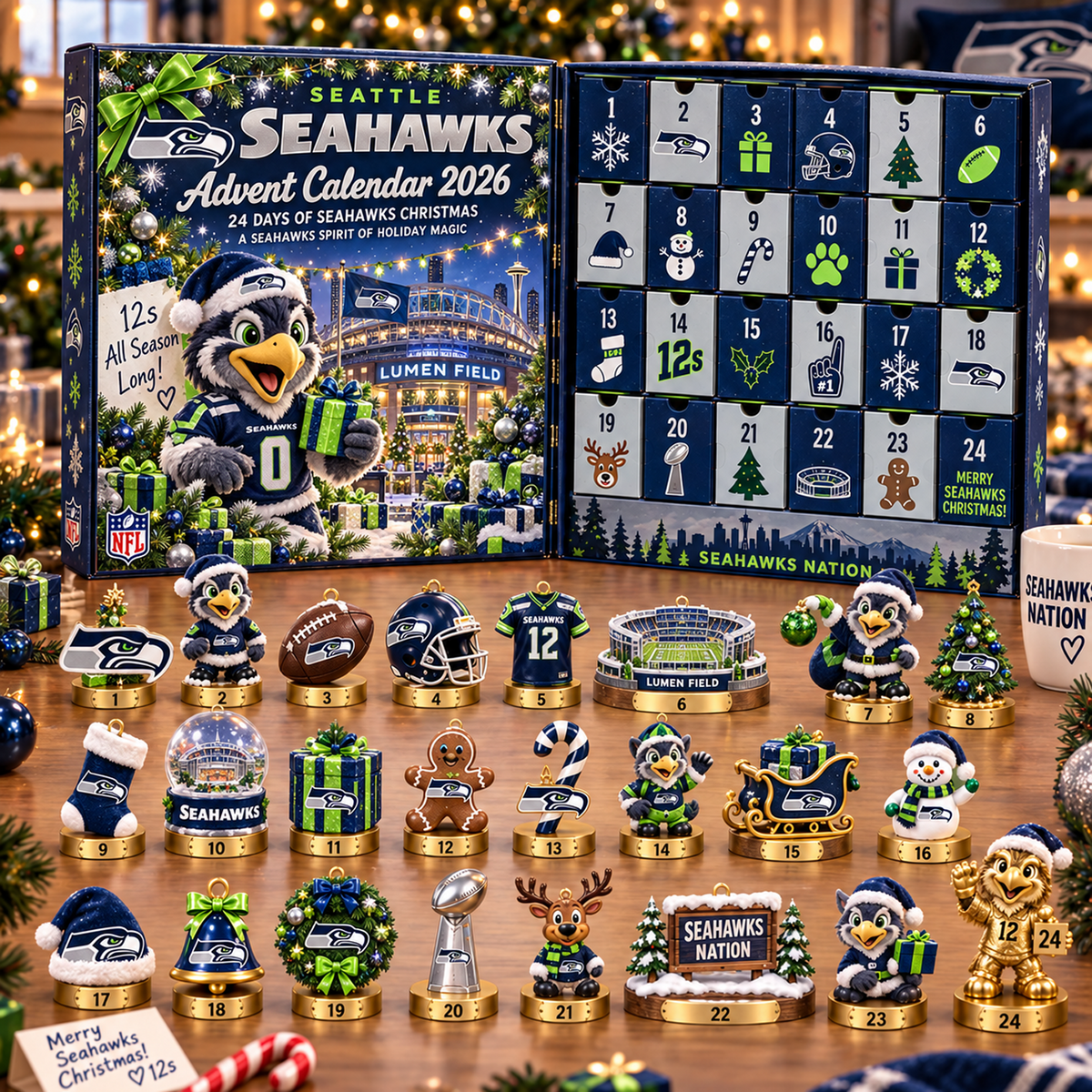 SEA x NFL Christmas Advent Calendar 2026 – 24 Days of NFL Mascot & Holiday Collectibles