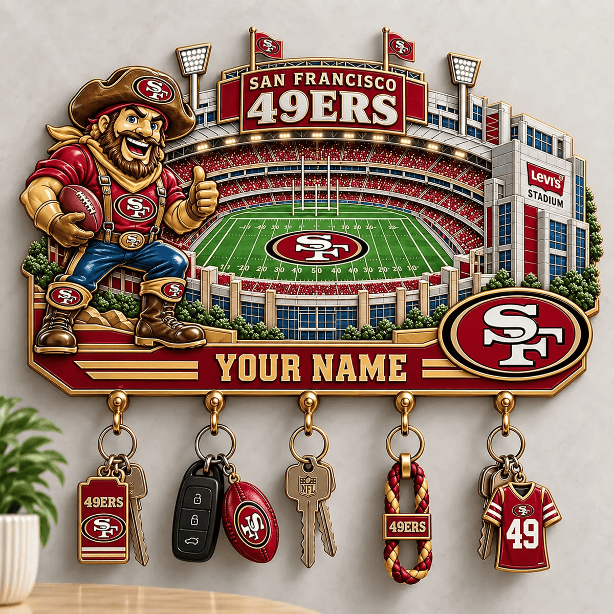 SF x NFL New Style Wall Key Holder All Size Custom Name Gifts