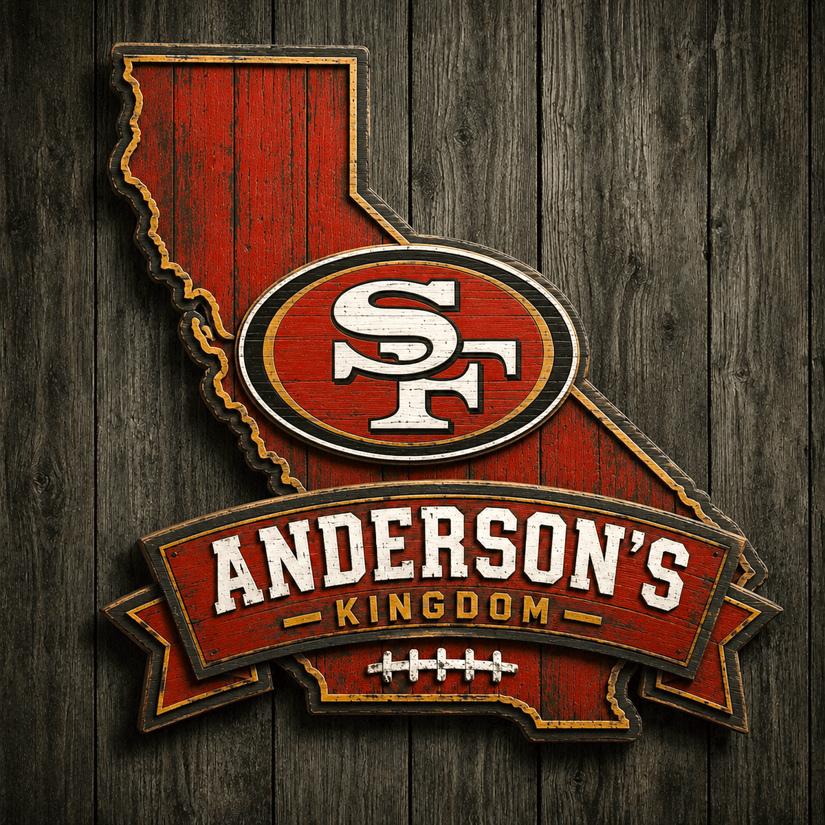 SF x NFL Personalized Vintage Wooden Sign