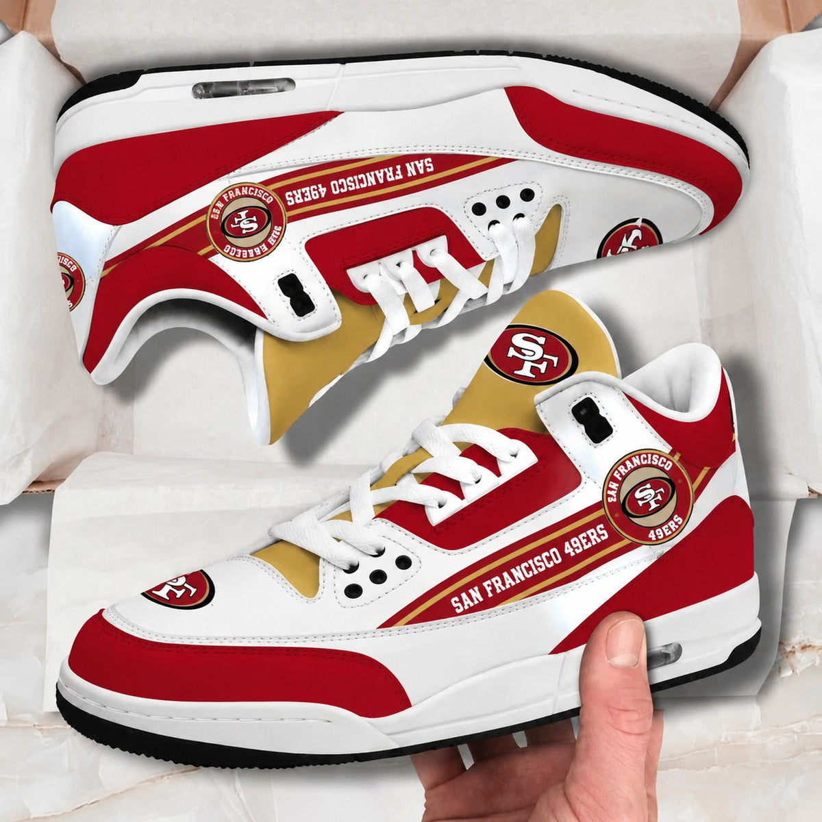 SF49 x NFL Basic White Genuine Leather JD03 Shoes Men and Women