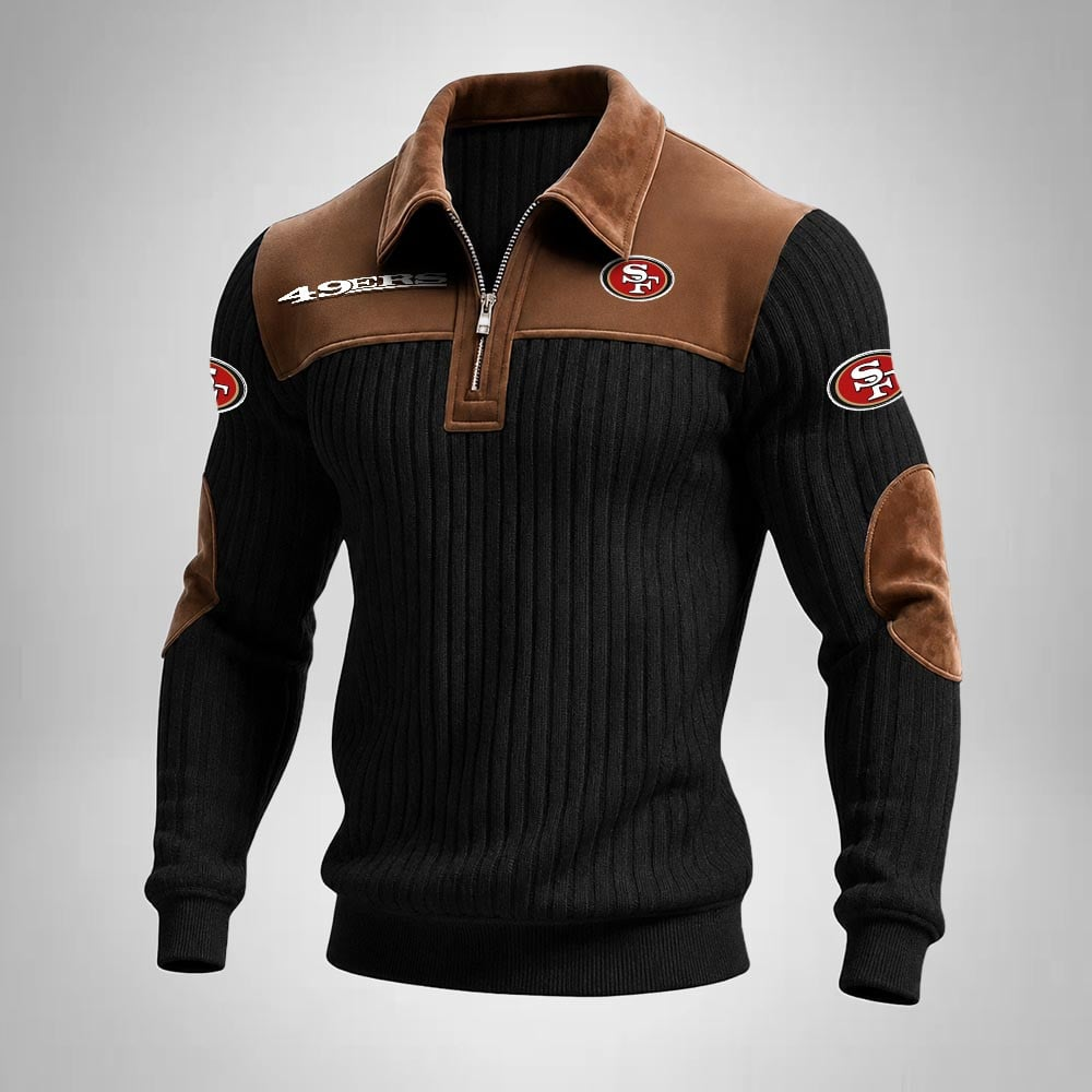 SF49 x NFL Men‘s Suede Zip-up Polo Shirt