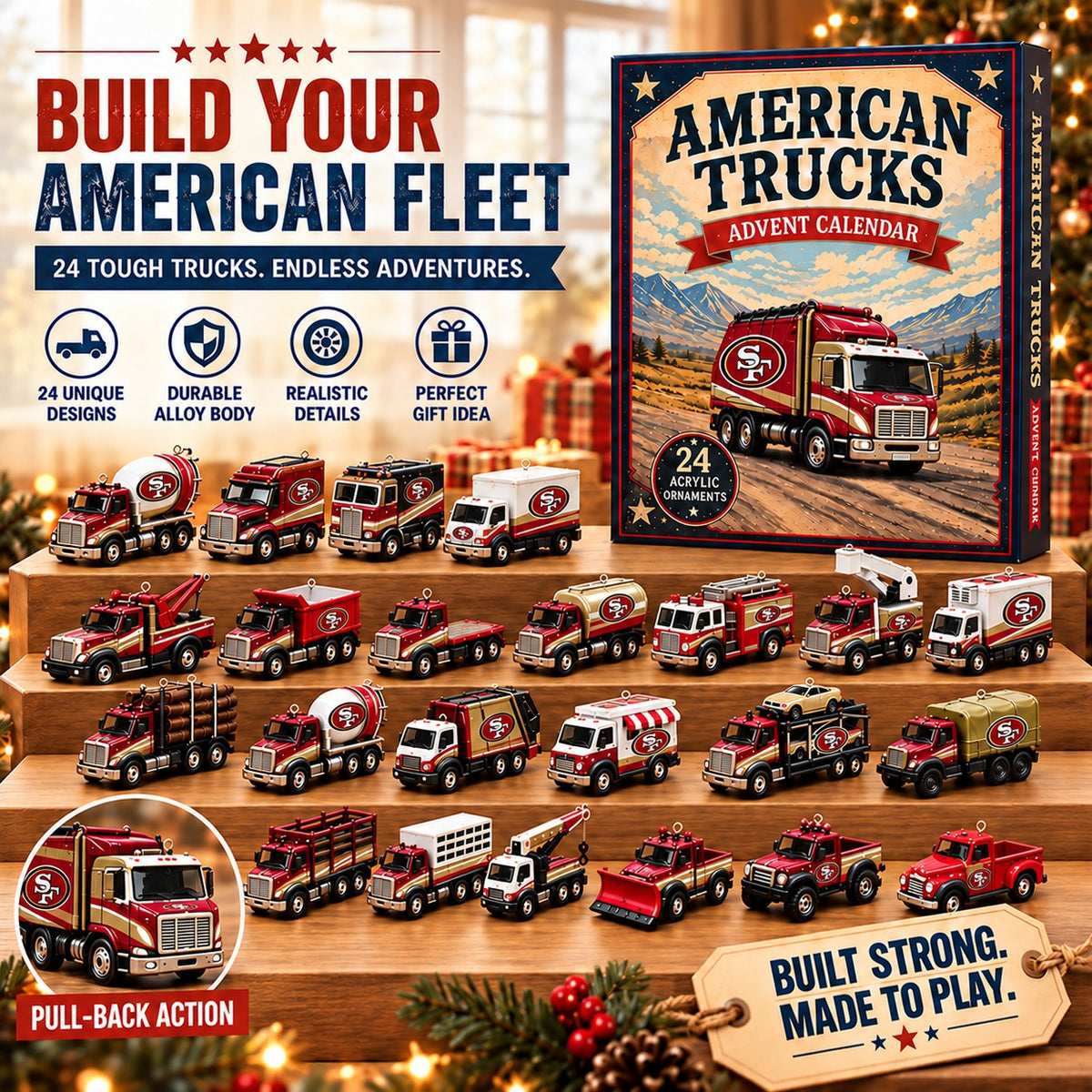 SF49 x NFL Personalized 24 Days Of American Trucks Advent Calendar Blink Box