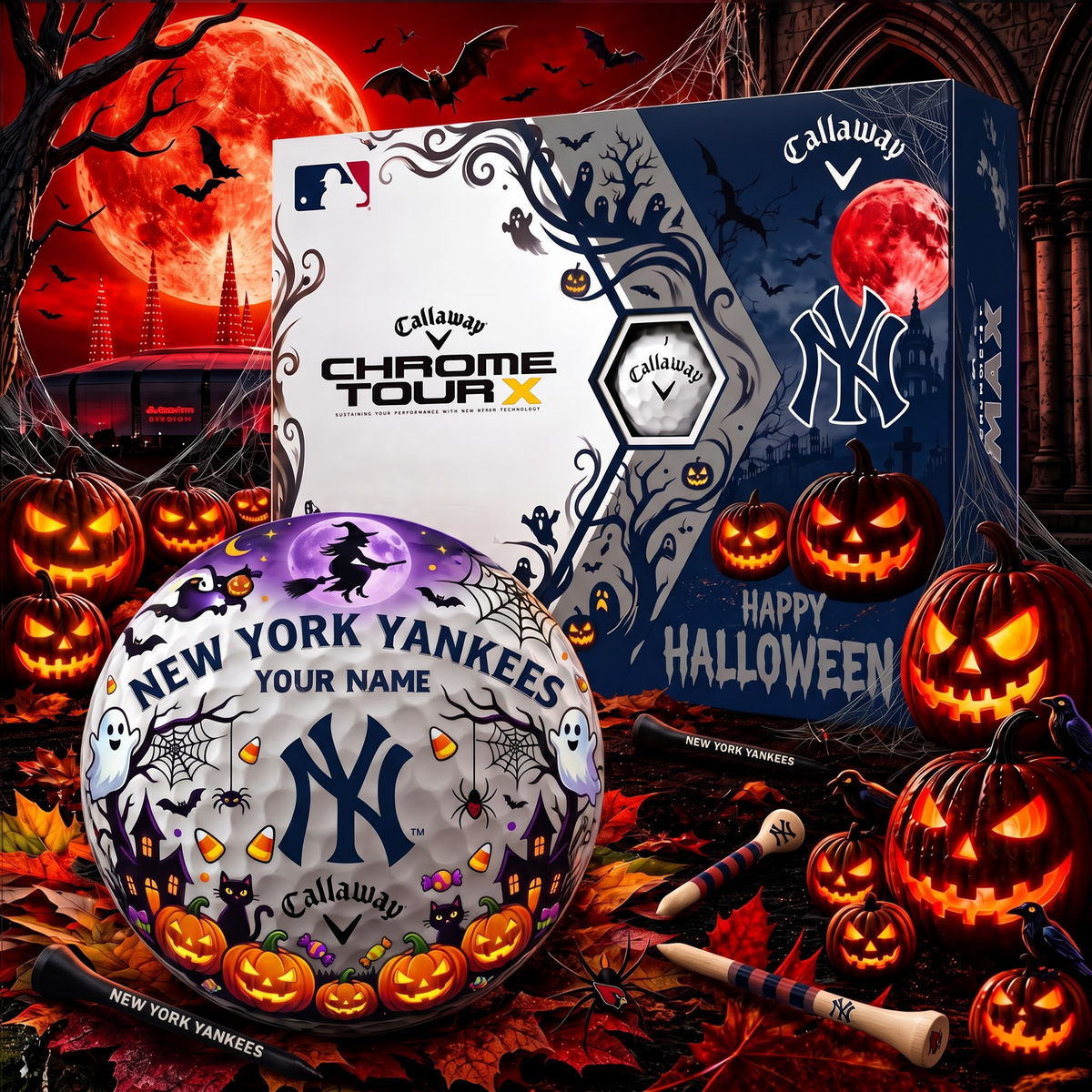 SIGNATURE MLB X NYY EXCLUSIVE PERSONALIZED HALLOWEEN HORROR FAIRWAY V3 GOLF BALL COLLECTION