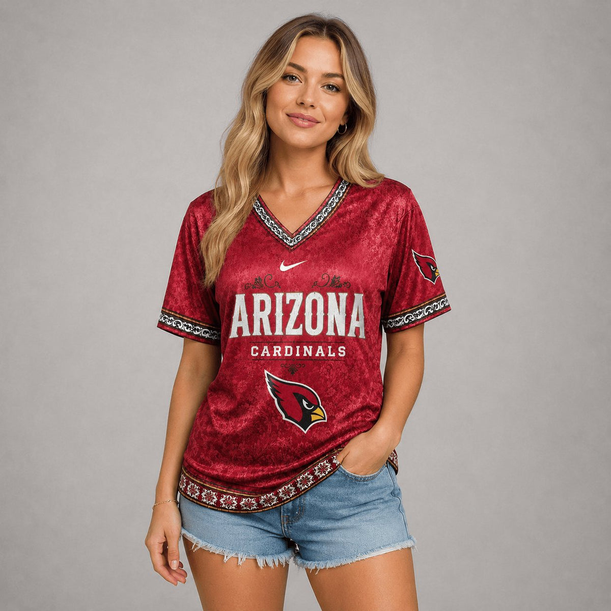 SIGNATURE NFL X ARI EXCLUSIVE WOMEN CLASSIC FLORAL SATIN SHIRT LIMITED EDITION