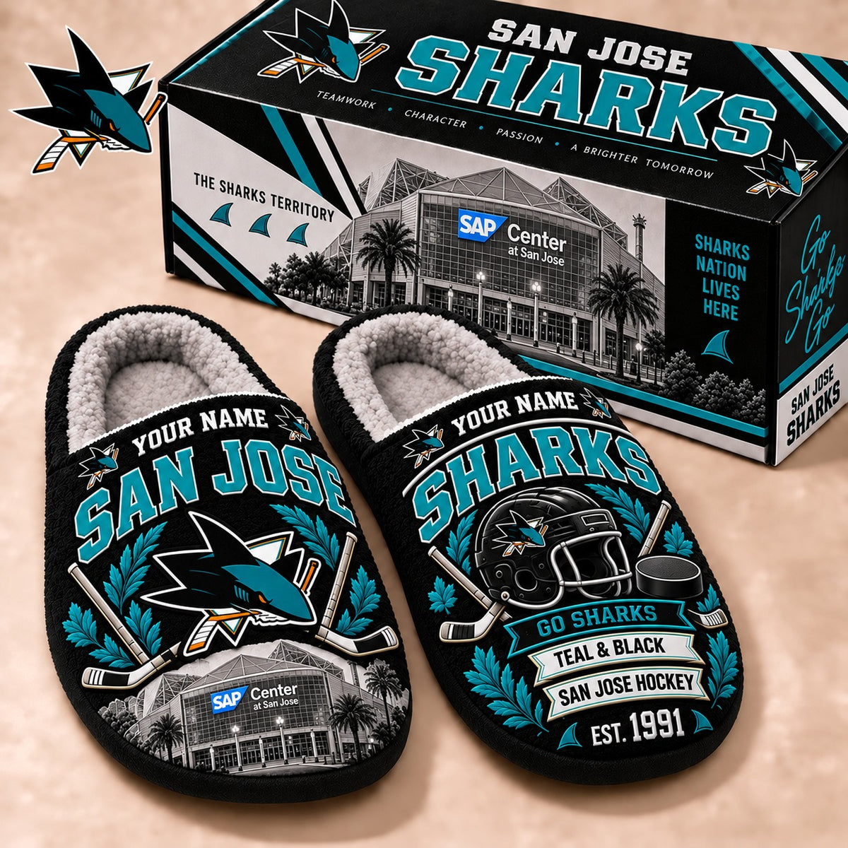 SJS x NHL Premium Personalized Slippers Gift For Fan Hockey Men Women