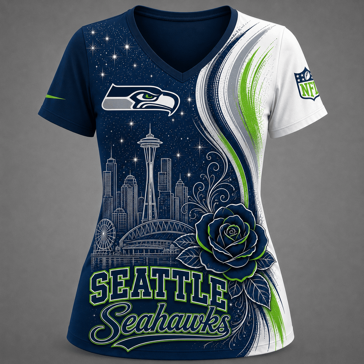 SS Premium NFL Floral Skyline V-neck