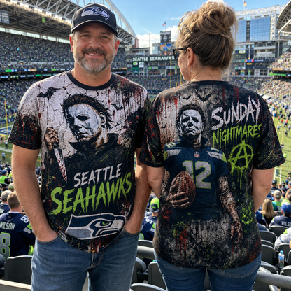 SS Premium NFL Michael Myers Sunday Nightmares 3D T-Shirt For Horror Football Fans