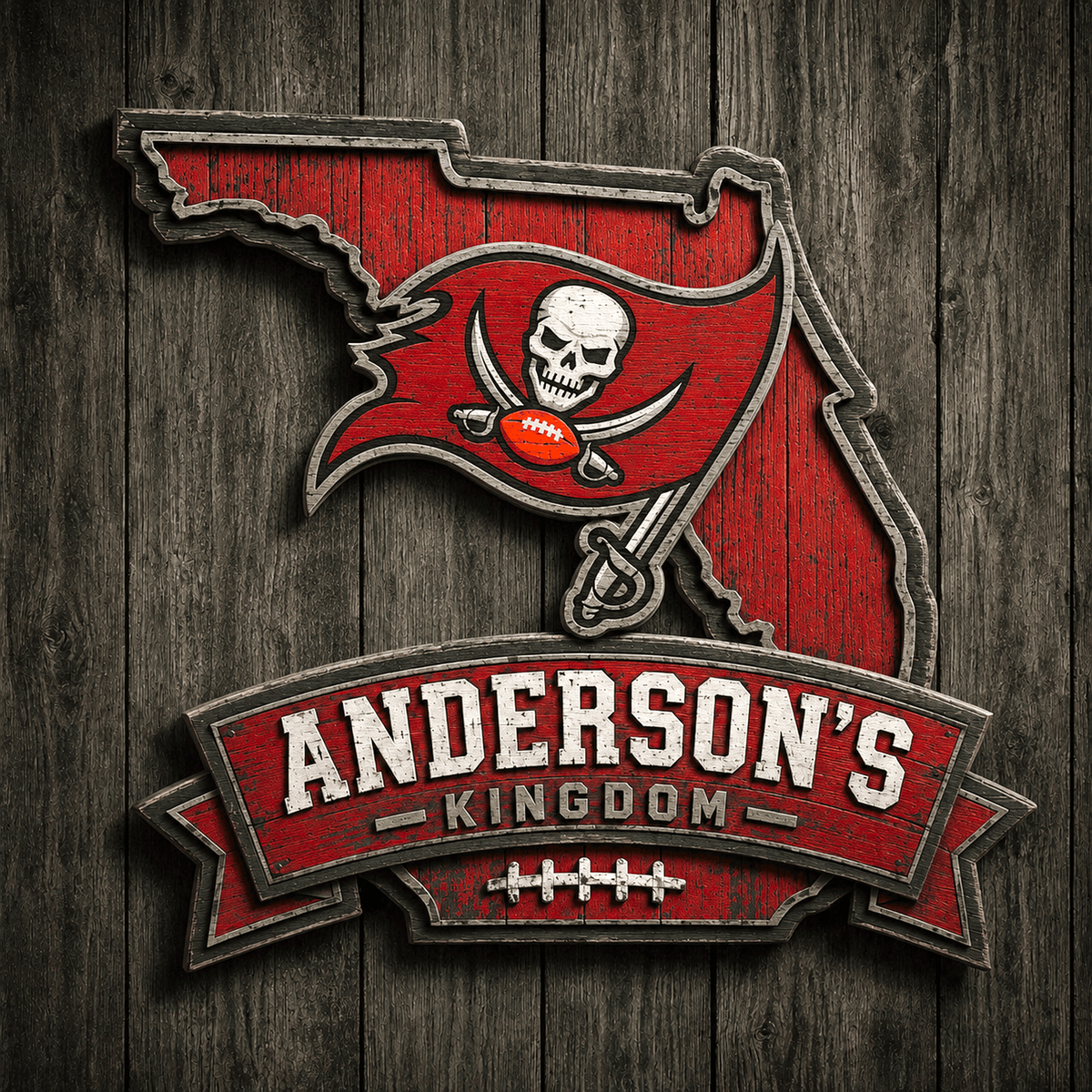 TB x NFL Personalized Vintage Wooden Sign