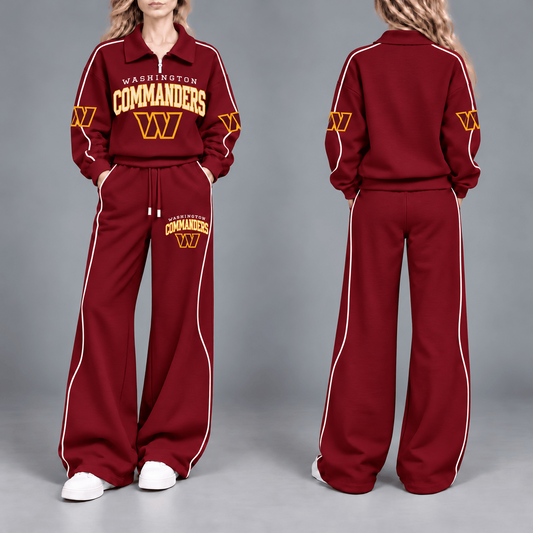 WAS Premium NFL Team Pride Contrast Piping Quarter-Zip + Pants