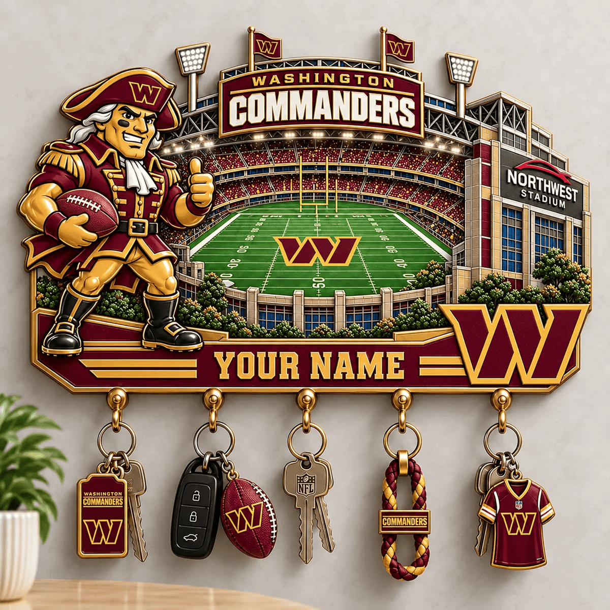 WAS x NFL New Style Wall Key Holder All Size Custom Name Gifts