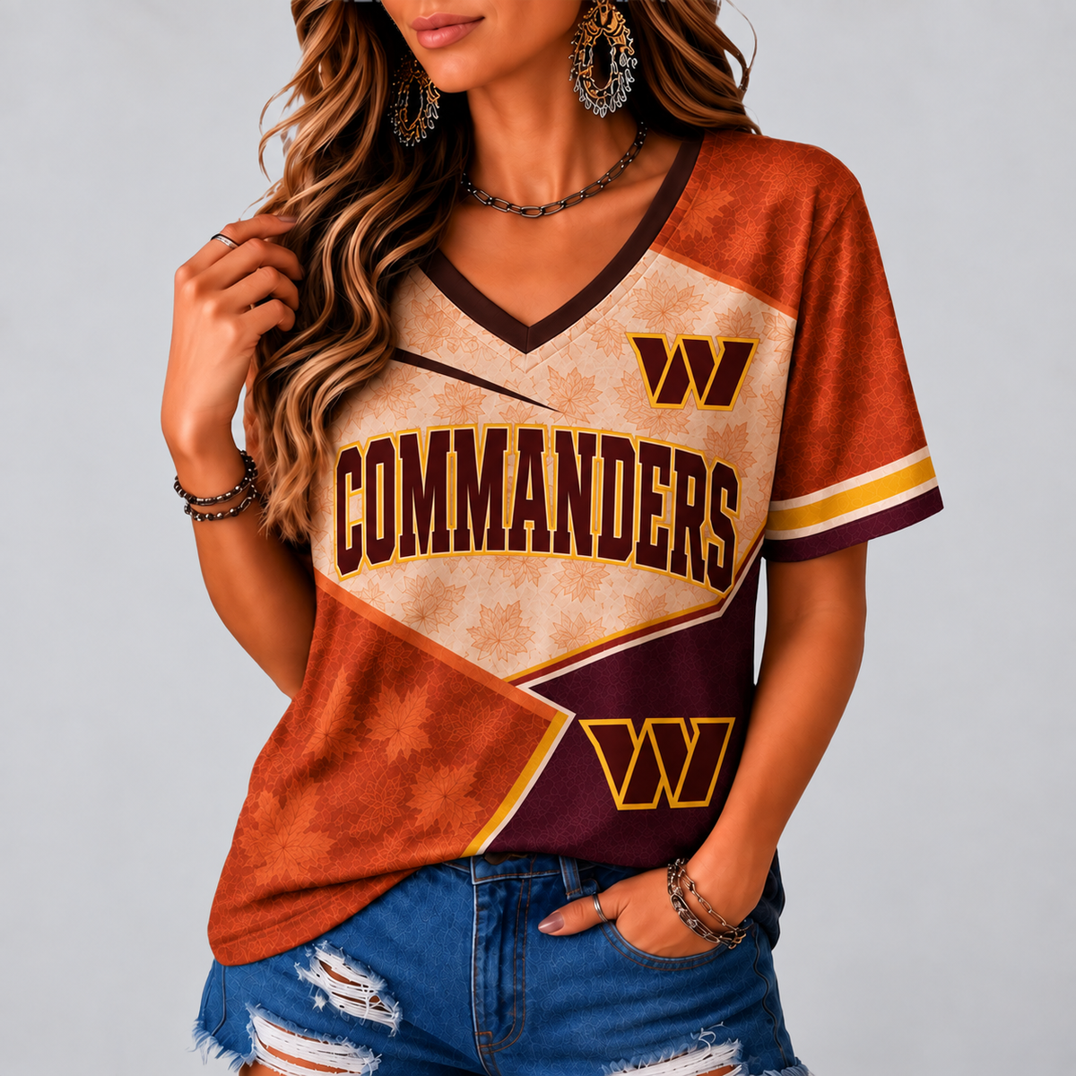 WC Premium NFL Fall Game Day V-Neck Shirt