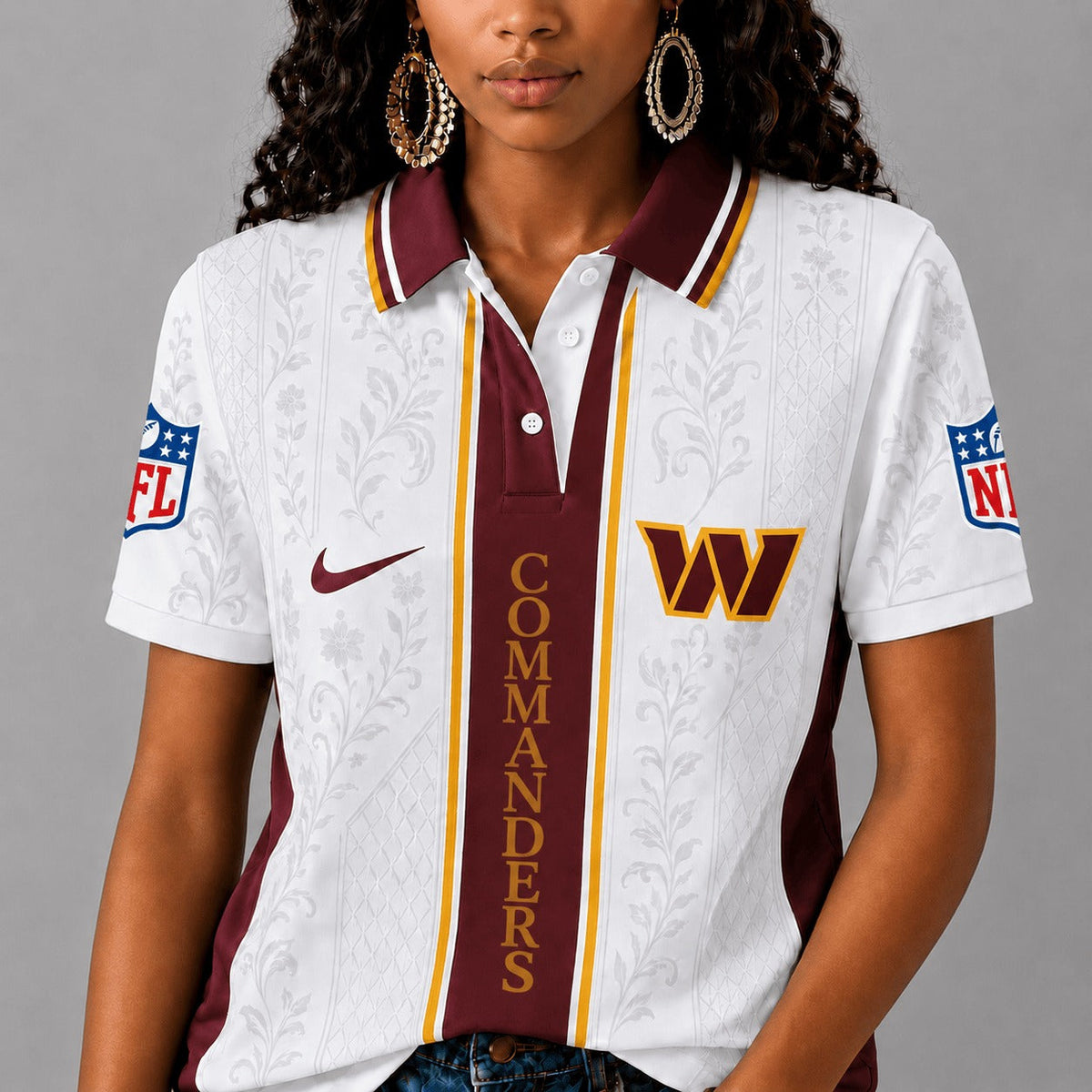 WC Premium NFL Floral Elegance Polo Shirt