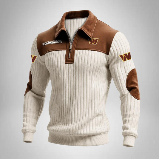 WC x NFL Men‘s Suede Zip-up Polo Shirt