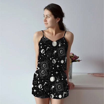 Solar System Cami Pajama Set For Women | Pyjamas Short Set | Short PJS Set | Women Tank Top and Shorts Sleepwear Set